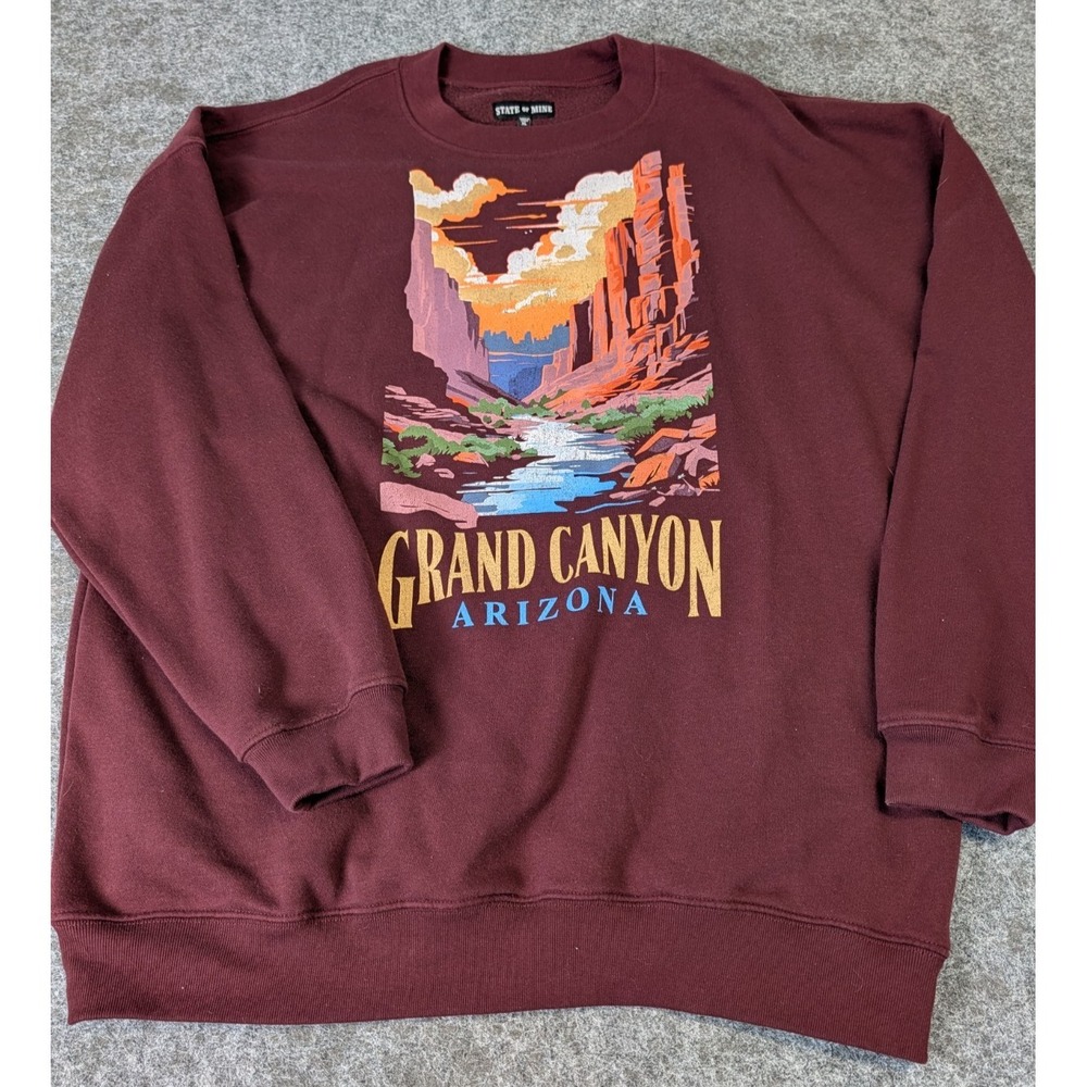 Grand Canyon Arizona State of Mine Sweatshirt Men XL Maroon Pullover Crew Neck
